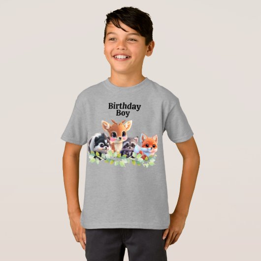 可愛いウッドランドの友人フォックススカンクアライグマ鹿 Tシャツ (正面フル)