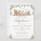 可愛いウッドランドの森の男の赤ちゃんのシャワー招待状 招待状 (正面)