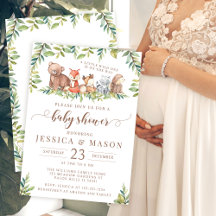 可愛いウッドランドの森の男の赤ちゃんのシャワー招待状