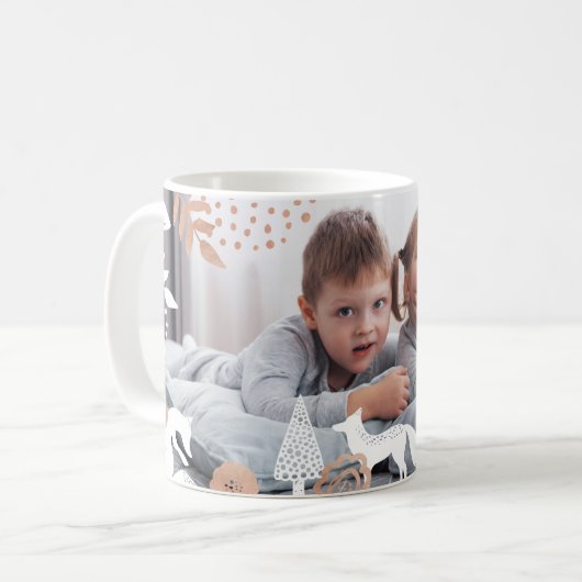 可愛いウッドランドの森キツネ&フェスティバルの葉写真 コーヒーマグカップ (正面左)