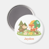 可愛いウッドランドの森子供へ動物 マグネット (正面/裏面)