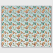 可愛いウッドランドの緑の包み紙 ラッピングペーパー (フラット)