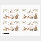 可愛いウッドランドをテーマにした少女の赤ちゃんシャワー 長方形シール (シート)