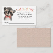 可愛いウッドランドアライグマおむつラッフル エンクロージャーカード (正面/裏面)