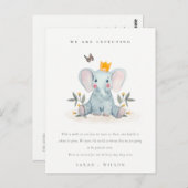 可愛いウッドランドエレファントリーフベビー発表 ポストカード (正面/裏面)