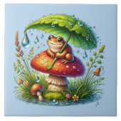 可愛いウッドランドカエル好き タイル (正面)