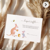 可愛いウッドランドカンガルー赤ちゃんシャワーおむつラッフル エンクロージャーカード