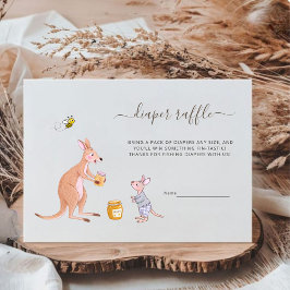 可愛いウッドランドカンガルー赤ちゃんシャワーおむつラッフル エンクロージャーカード