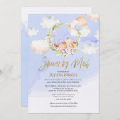 可愛いウッドランドキツネブルースカイベビーシャワーbyメール 招待状 (正面/裏面)