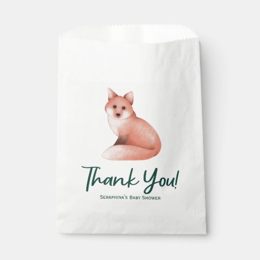 可愛いウッドランドキツネベイビーシャワーありがとう フェイバーバッグ (正面)