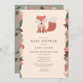 可愛いウッドランドキツネベイビーシャワースプリンクルカップル 招待状 (正面/裏面)