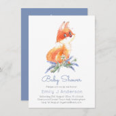 可愛いウッドランドキツネラベンダーベビーシャワーインクル環境。 (正面/裏面)