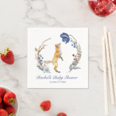 可愛いウッドランドキツネ水彩フローラベビーシャワー スタンダードカクテルナプキン (インサイチュ)