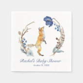 可愛いウッドランドキツネ水彩フローラベビーシャワー スタンダードカクテルナプキン (正面)