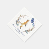 可愛いウッドランドキツネ水彩フローラベビーシャワー スタンダードカクテルナプキン (角)