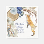 可愛いウッドランドキツネ水彩フローラベビーシャワー スタンダードカクテルナプキン (正面)