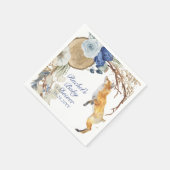 可愛いウッドランドキツネ水彩フローラベビーシャワー スタンダードカクテルナプキン (角)