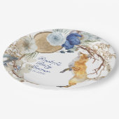 可愛いウッドランドキツネ水彩フローラベビーシャワー ペーパープレート (アングル)