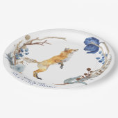 可愛いウッドランドキツネ水彩フローラベビーシャワー ペーパープレート (アングル)