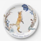 可愛いウッドランドキツネ水彩フローラベビーシャワー ペーパープレート (正面)