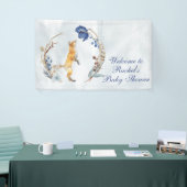 可愛いウッドランドキツネ水彩フローラベビーシャワー 横断幕 (トレードショー)