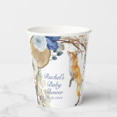 可愛いウッドランドキツネ水彩フローラベビーシャワー 紙コップ (裏面)