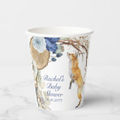 可愛いウッドランドキツネ水彩フローラベビーシャワー 紙コップ (正面)