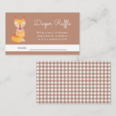 可愛いウッドランドキツネ赤ちゃんシャワーおむつラッフルカード エンクロージャーカード (正面/裏面)