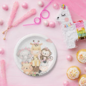 可愛いウッドランドサファリ動物ガールベビーシャワー ペーパープレート (パーティー)