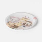 可愛いウッドランドサファリ動物ガールベビーシャワー ペーパープレート (アングル)