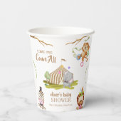 可愛いウッドランドサファリ動物サーカス赤ちゃんシャワー 紙コップ (裏面)