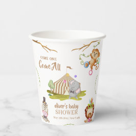 可愛いウッドランドサファリ動物サーカス赤ちゃんシャワー 紙コップ