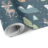 可愛いウッドランドタイルパーティークリスマス ラッピングペーパー (ロールコーナー)