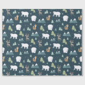 可愛いウッドランドタイルパーティークリスマス ラッピングペーパー (フラット)