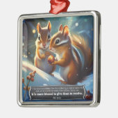 可愛いウッドランドチップムンク聖なる書物、 経典聖句 メタルオーナメント (左)