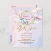 可愛いウッドランドテディベアボーイ赤ちゃんシャワー招待 ポストカード (正面/裏面)