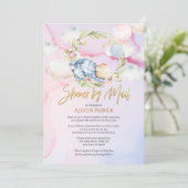 可愛いウッドランドテディベアボーイ赤ちゃんシャワーbyメール 招待状 (スタンド正面)