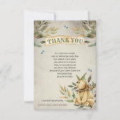 可愛いウッドランドテディベア男の子ベビーシャワー サンキューカード (正面)