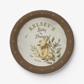 可愛いウッドランドテディベア男の子ベビーシャワー ペーパープレート (正面)