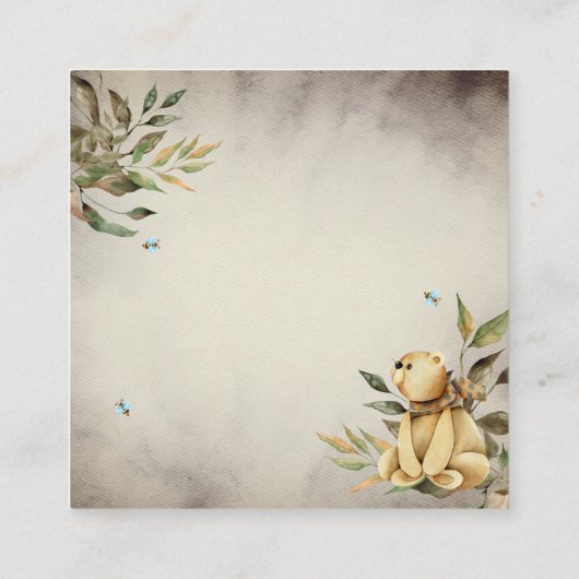 可愛いウッドランドテディベア赤ちゃんシャワー予約リクエスト エンクロージャーカード (裏面)