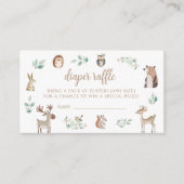 可愛いウッドランドテーマ男の赤ちゃんシャワーおむつラッフル エンクロージャーカード (正面)