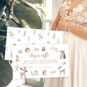 可愛いウッドランドテーマ男の赤ちゃんシャワーおむつラッフル エンクロージャーカード