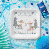 可愛いウッドランドディアウィンターベビージェンダー公開 ペーパープレート (パーティー)