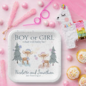 可愛いウッドランドディアウィンターベビージェンダー公開 ペーパープレート (パーティー)