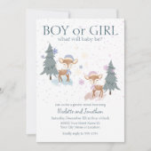 可愛いウッドランドディアウィンターベビージェンダー公開 招待状 (正面)
