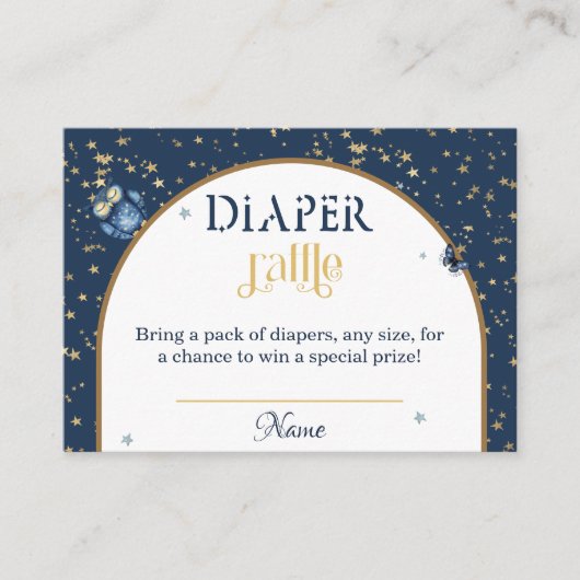 可愛いウッドランドナイトアニマルおむつラッフル エンクロージャーカード (正面)