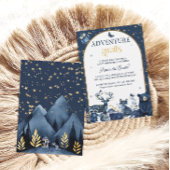 可愛いウッドランドナイトアニマルアドベンチャーベビーシャワー 招待状