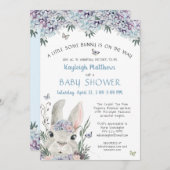 可愛いウッドランドバニーの水彩少年の赤ちゃんシャワー 招待状 (正面/裏面)