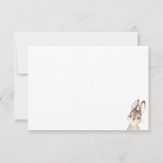 可愛いウッドランドバニーラビットベイビーシャワーありがとう サンキューカード (裏面)