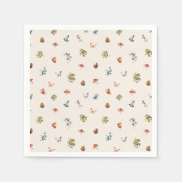 可愛いウッドランドフォレストアドベンチャーパターンベビーシャワー スタンダードカクテルナプキン